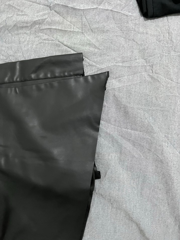 Gri Deri Fermuarlı Kadın Pantolon - Görsel 5