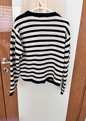 Çizgili Düğmeli Kadın Hırka - Görsel 8