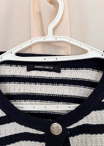 Çizgili Düğmeli Kadın Hırka - Görsel 2