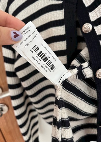 Çizgili Düğmeli Kadın Hırka - Görsel 11