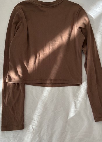 Kahverengi Uzun Kollu Baskılı Hamile Tişörtü - Görsel 11