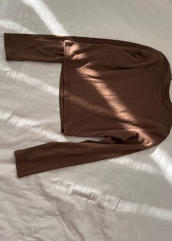 Kahverengi Uzun Kollu Baskılı Hamile Tişörtü - Görsel 14