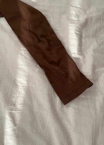 Kahverengi Uzun Kollu Baskılı Hamile Tişörtü - Görsel 5