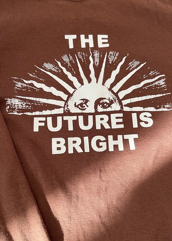 Kahverengi Uzun Kollu Baskılı Hamile Tişörtü - Görsel 3