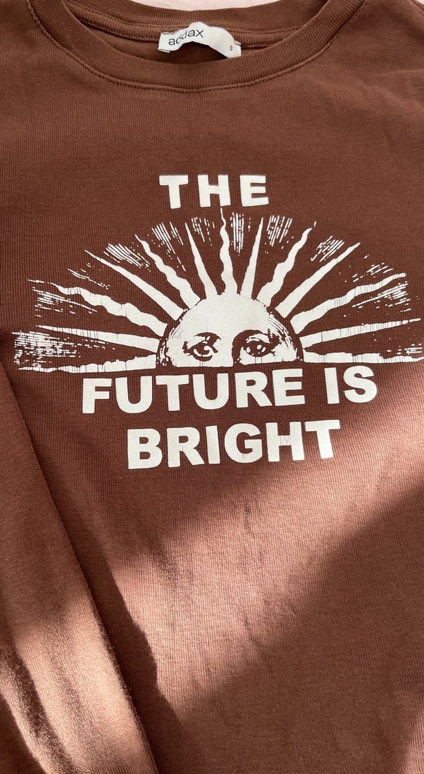 Kahverengi Uzun Kollu Baskılı Hamile Tişörtü - Görsel 3