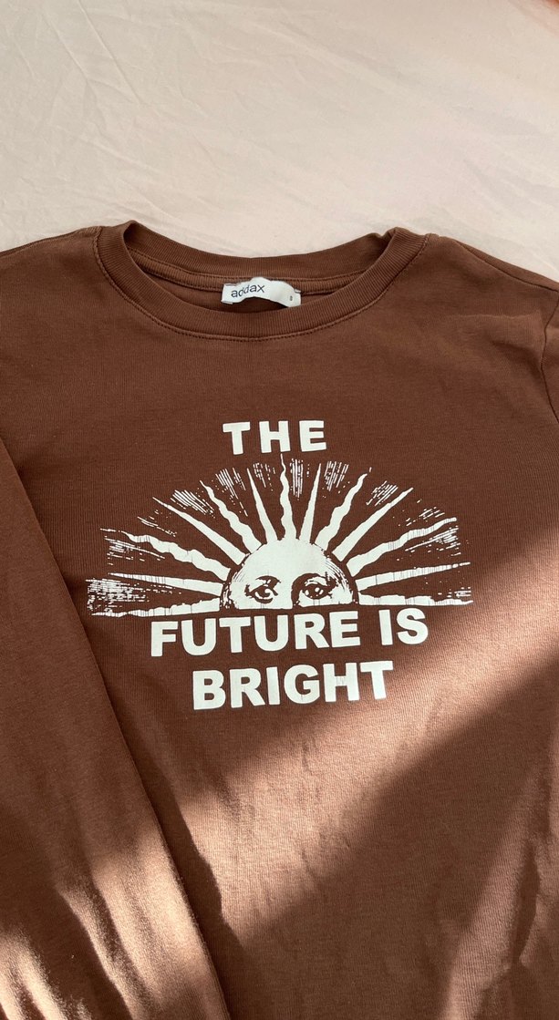 Kahverengi Uzun Kollu Baskılı Hamile Tişörtü - Görsel 2