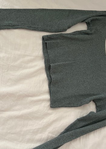 Gri V Yaka Kadın Triko Kazak - Görsel 13