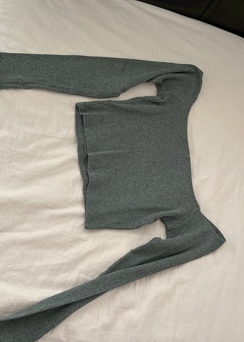 Gri V Yaka Kadın Triko Kazak - Görsel 14