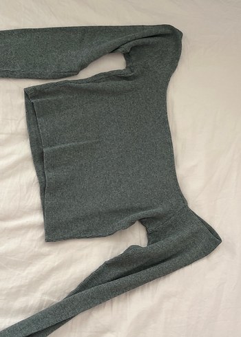 Gri V Yaka Kadın Triko Kazak - Görsel 12