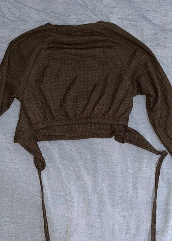 Örme Kumaşlı Uzun Kollu Kahverengi Bluz - Görsel 6