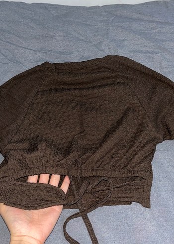 Örme Kumaşlı Uzun Kollu Kahverengi Bluz - Görsel 10