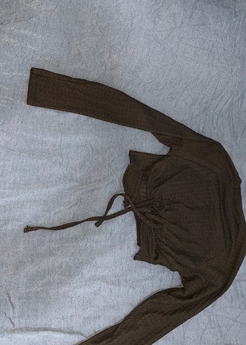 Örme Kumaşlı Uzun Kollu Kahverengi Bluz - Görsel 8