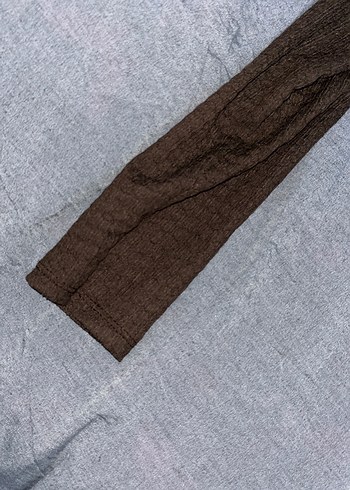 Örme Kumaşlı Uzun Kollu Kahverengi Bluz - Görsel 5