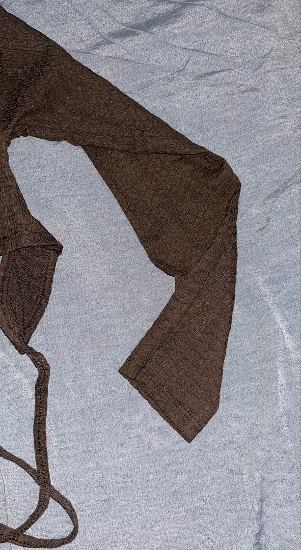 Örme Kumaşlı Uzun Kollu Kahverengi Bluz - Görsel 4