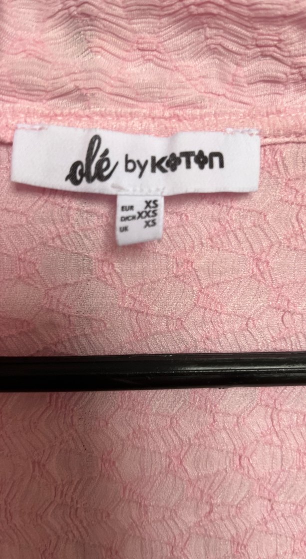 Düğmeli Kısa Kollu Pembe Keten Gömlek - Görsel 3