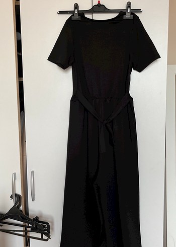 Siyah V Yakalı Kadın midi  Uzun  arası Tulum - Görsel 7