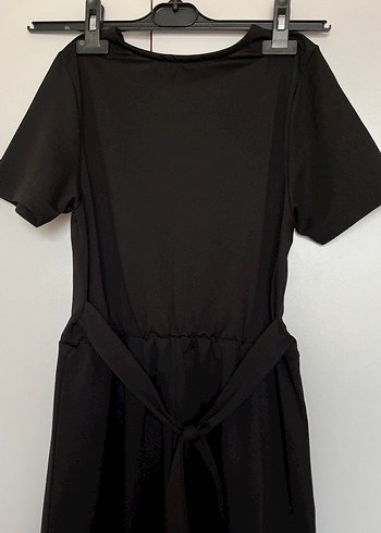 Siyah V Yakalı Kadın midi  Uzun  arası Tulum - Görsel 5