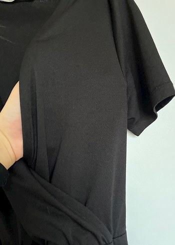 Siyah V Yakalı Kadın midi  Uzun  arası Tulum - Görsel 4