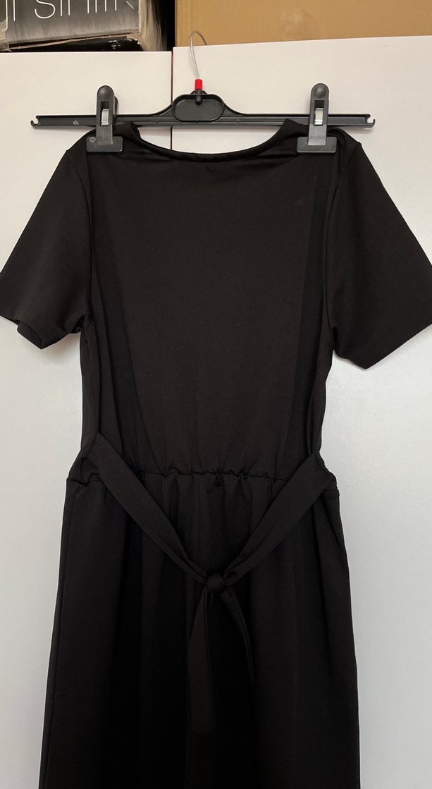 Siyah V Yakalı Kadın midi  Uzun  arası Tulum - Görsel 5