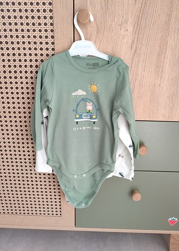 HelloBaby Bebek Erkek Uzun Kollu Baskılı Pamuklu Body 2 li