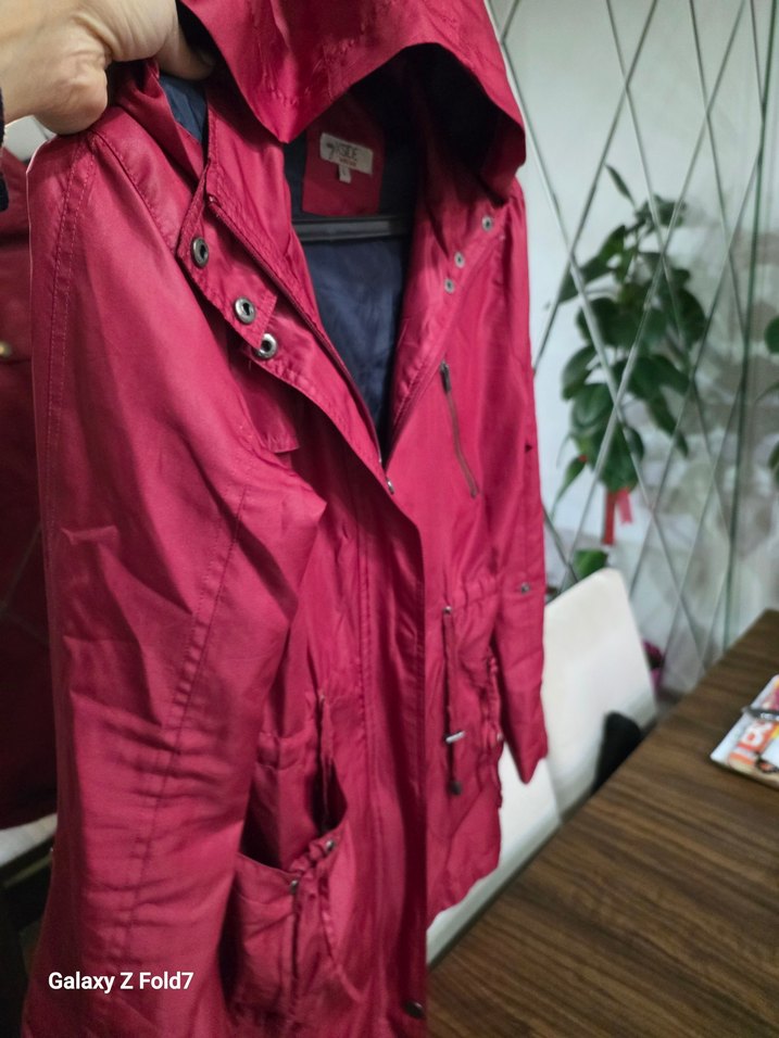 Bordo Fermuarlı 40 Beden Yağmurluk - Görsel 3