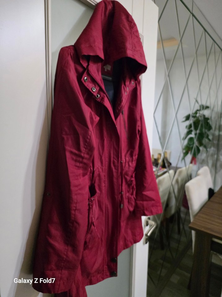 Bordo Fermuarlı 40 Beden Yağmurluk - Görsel 2