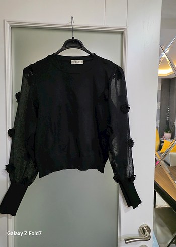 Kolları Tül Ponponlu Kazak 38 40 Beden - Görsel 2