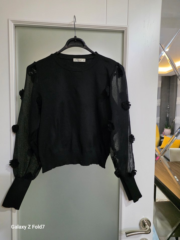 Kolları Tül Ponponlu Kazak 38 40 Beden - Görsel 2