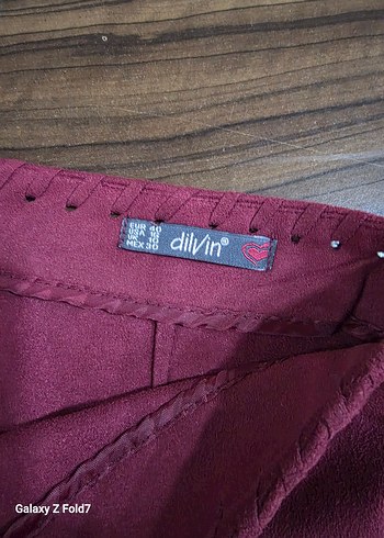 Dilvin 40 Beden Püsküllü Bordo Kadın Mini Etek - Görsel 4