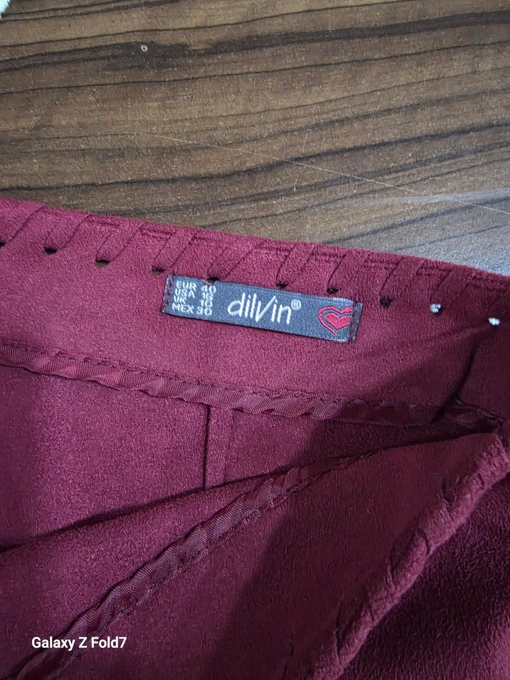 Dilvin 40 Beden Püsküllü Bordo Kadın Mini Etek - Görsel 4