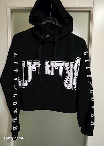 Jennyfer 36 Beden Kapüşonlu Crop Sweatshirt - Görsel 3