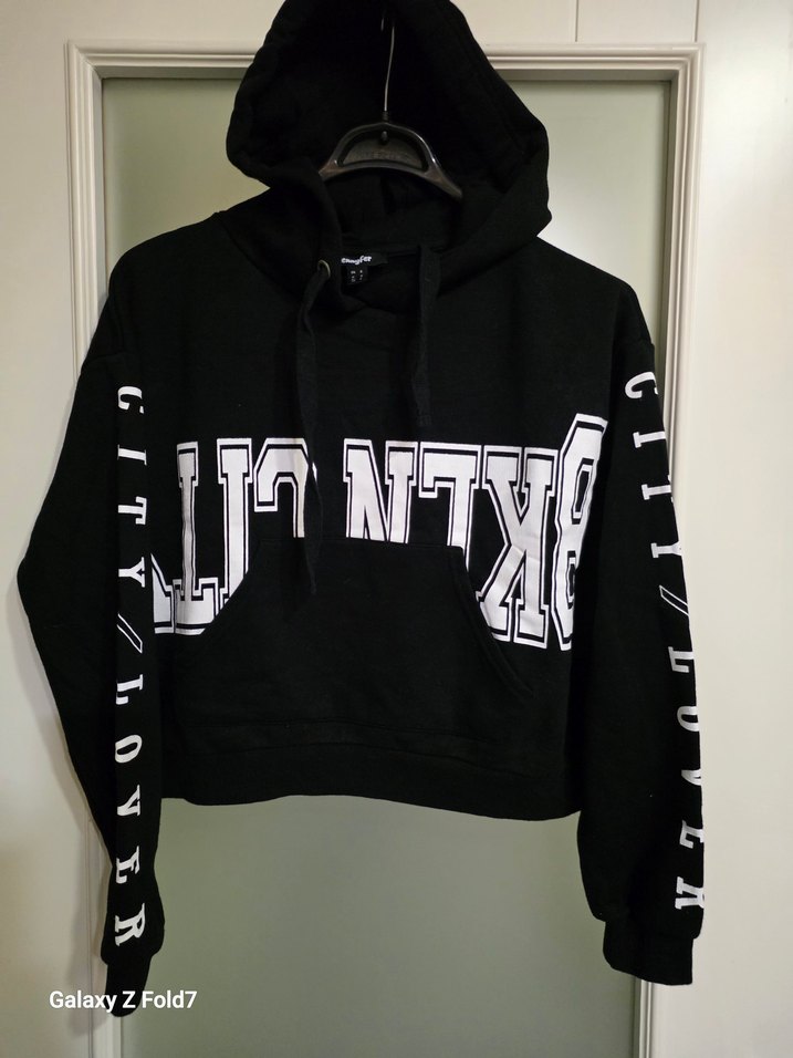 Jennyfer 36 Beden Kapüşonlu Crop Sweatshirt - Görsel 3