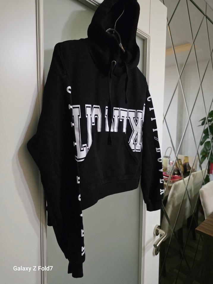 Jennyfer 36 Beden Kapüşonlu Crop Sweatshirt - Görsel 2