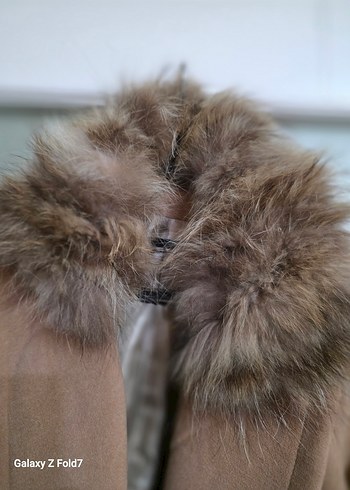 Kürklü Bej Midi Kadın Kaban 38 Beden - Görsel 4