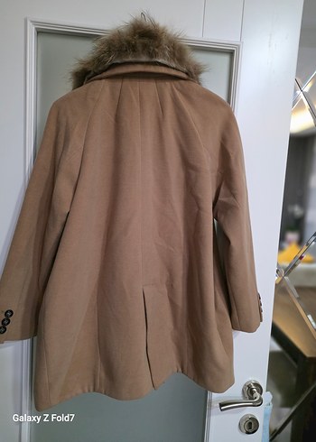 Kürklü Bej Midi Kadın Kaban 38 Beden - Görsel 7