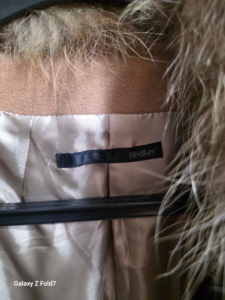 Kürklü Bej Midi Kadın Kaban 38 Beden - Görsel 5