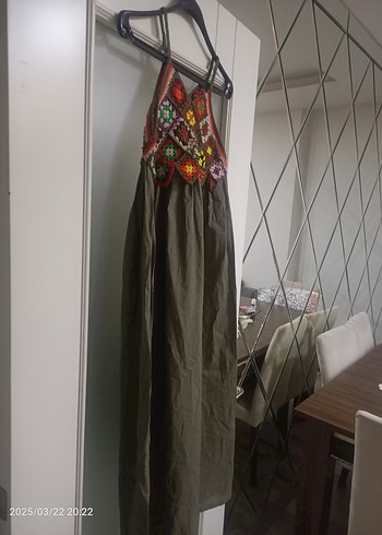 m Beden Nakışlı El Örgülü Bohem Uzun Elbise 36 ve 38 Beden