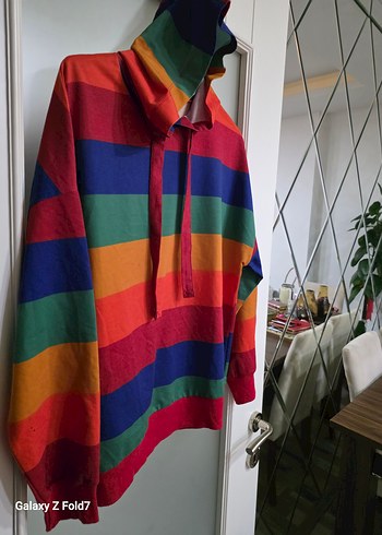 Renkli Kapüşonlu Kadın Sweatshirt 36 Beden - Görsel 2