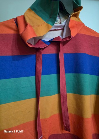 Renkli Kapüşonlu Kadın Sweatshirt 36 Beden - Görsel 3