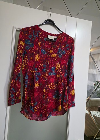 Maeve XS Kırmızı Bağlamalı Bohem Kadın Gömlek - Görsel 2