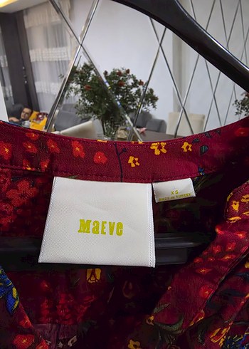 Maeve XS Kırmızı Bağlamalı Bohem Kadın Gömlek - Görsel 6