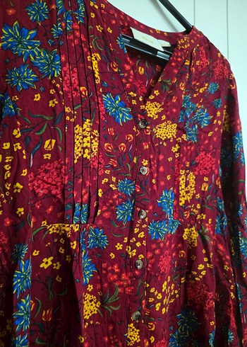 Maeve XS Kırmızı Bağlamalı Bohem Kadın Gömlek - Görsel 3