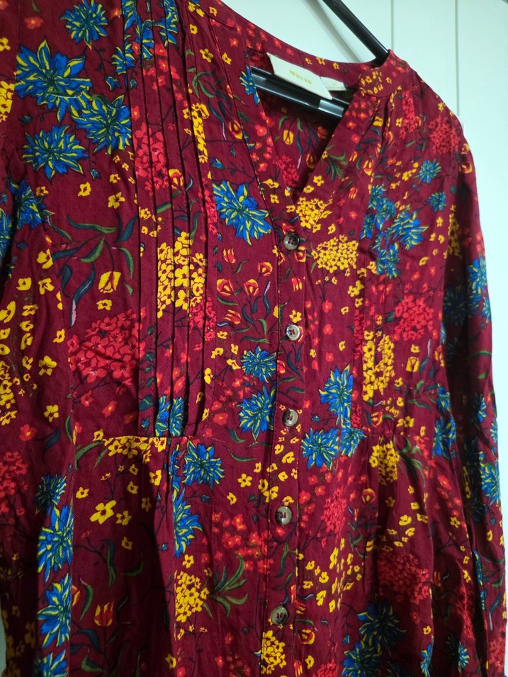 Maeve XS Kırmızı Bağlamalı Bohem Kadın Gömlek - Görsel 3