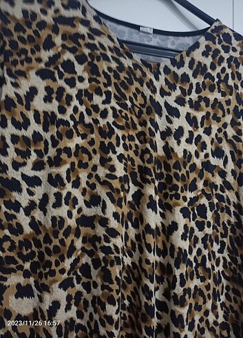 American Retro 40 Beden Leopar Elbise