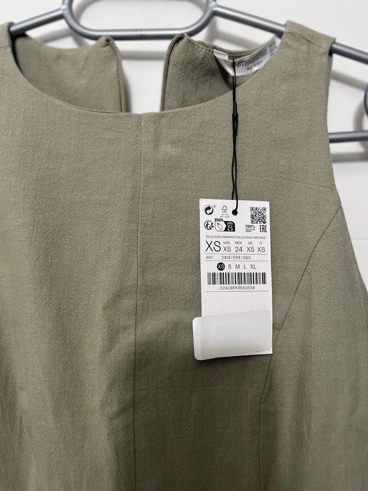 haki keten elbise - Görsel 2