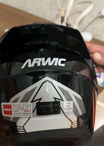 Turuncu Baskılı Biker Motosiklet Kaskı - Görsel 6