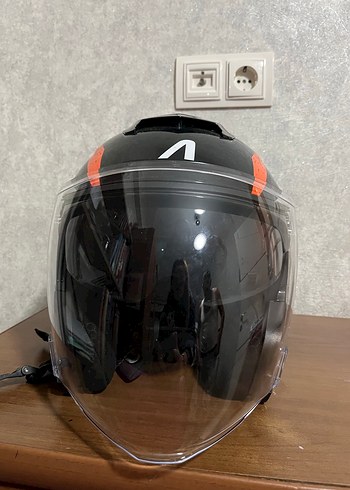 Turuncu Baskılı Biker Motosiklet Kaskı - Görsel 3