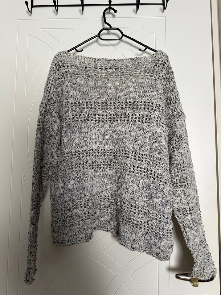 Gri Bohem Uzun Kollu Örgü Kadın Kazak - Görsel 3