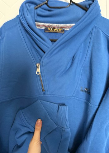 Mavi Yarım Fermuarlı Yaka Sweatshirt - Görsel 3