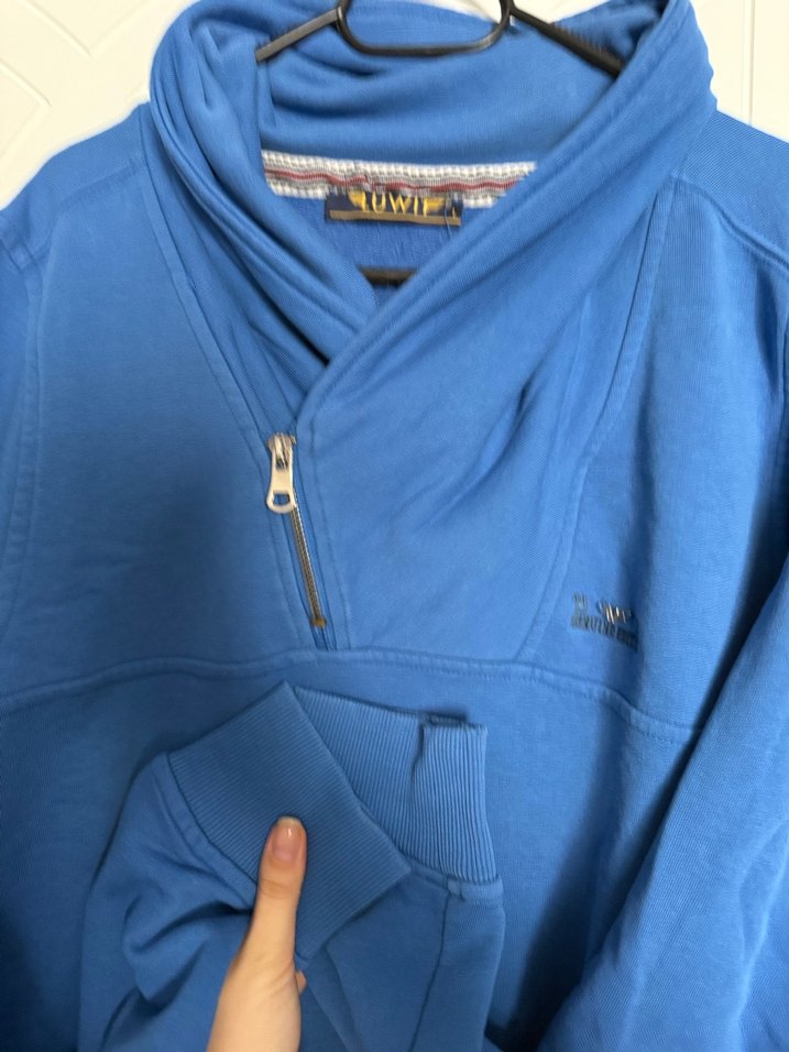 Mavi Yarım Fermuarlı Yaka Sweatshirt - Görsel 3